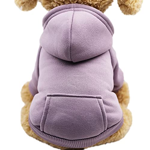 Hunde-Kapuzenpullover mit Tasche Haustier Warmer Pullover für Winter Kleine Mittlere Hunde Welpenmantel Lila 2X von TYONMUJO