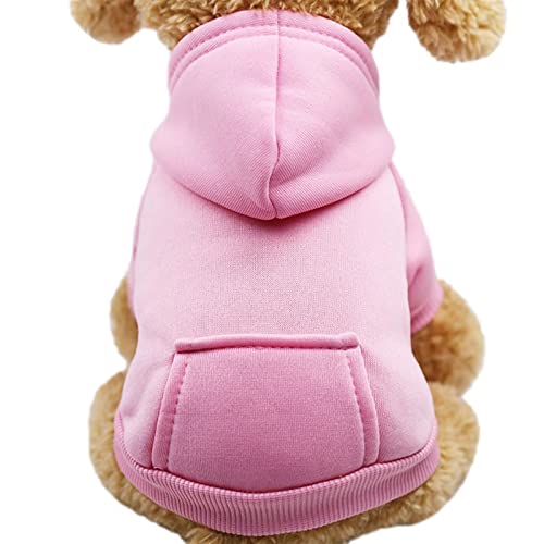 Hunde-Kapuzenpullover mit Tasche Haustier Warmer Pullover für Winter Kleine Mittlere Hunde Welpenmantel Rosa S von TYONMUJO