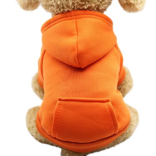 Hunde-Kapuzenpullover mit Tasche, warmer Pullover für kleine Hunde, Welpenmantel, Orange, Größe L von TYONMUJO