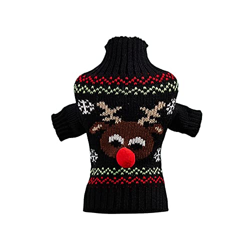 TYTUOO Hundepullover mit Schneeflocken-Muster, für Weihnachten, Elch, Haustierkleidung, Schwarz, Größe M von TYTUOO