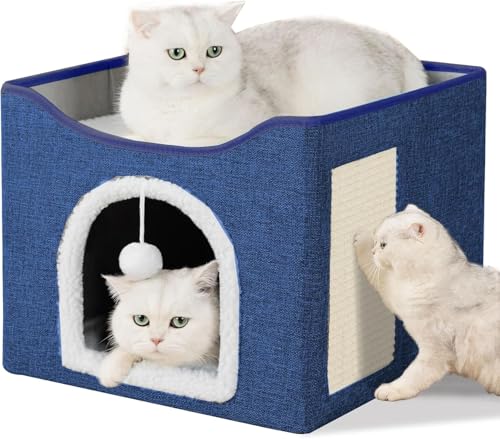 Katzenhöhle 42x42x35cm - Gemütliches Katzenhaus für drinnen und draußen, Katzenhaus Indoor, Stabile Konstruktion Katzen und Kätzchen - Leicht zu Reinigen & Aufzubauen (Grün, 42x42x35cm) von TYUIOP