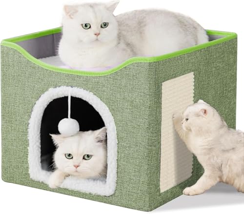 Katzenhöhle 42x42x35cm - Gemütliches Katzenhaus für drinnen und draußen, Katzenhaus Indoor, Stabile Konstruktion Katzen und Kätzchen - Leicht zu Reinigen & Aufzubauen (Marineblau, 42x42x35cm) von TYUIOP