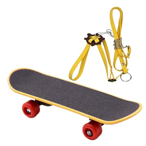 TYUKXJH Schildkröten Seil & Skateboard Set | Kleintier Geschirr mit Skateboard für Training - Verstellbares Reptilien-Zubehör Für Chamäleons, Bartagamen Und Kleine Leguane von TYUKXJH