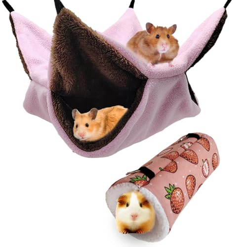 TYXHXTF 2er Pack Kleintier Hängematte, Hängematte Für Haustierkäfige, Hamster Hängebett, Hamster Zubehör, Meerschweinchen Hängematte, Tunnel Warmbett, für Kleintiere Hamster Spielen Und Schlafen von TYXHXTF