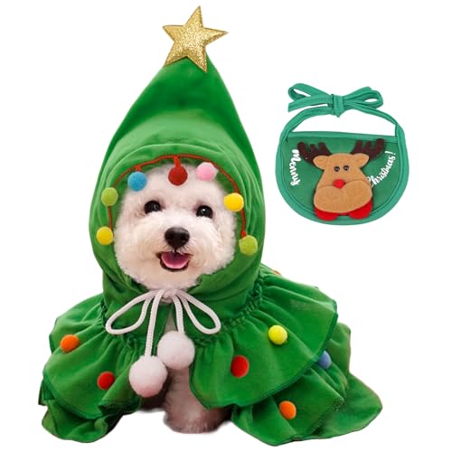 TYXHXTF Haustier Weihnachtskostüm, Weihnachts-Haustierumhang und Entzückenden Elchschal, Haustierpartys Bekleidung Anzüge für Weihnachten Haustier Katze Hunde von TYXHXTF