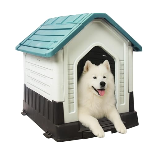 TZHYKPHOME Hundehütte für drinnen und draußen, langlebig, wasserdicht, Kunststoff, für mittelgroße und große Hunde, isoliert, Welpenunterschlupf, Hundehütte mit Lüftungsschlitzen und erhöhtem Boden TZHYKPHOME Hundehütte für drinnen und draußen, langlebig, wasserdicht, Kunststoff, für mittelgroße und große Hunde, isoliert, Welpenunterschlupf, Hundehütte mit Lüftungsschlitzen und erhöhtem Boden von TZHYKPHOME