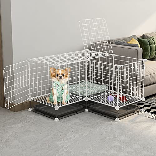 Katzenkäfig, DIY-Katzenkäfig-Laufstall für den Innenbereich, Abnehmbarer Katzenzwinger aus Metalldraht für 1–4 Katzen, Kaninchen, Frettchen, kleine Tiere (Farbe: Weiß, Größe: Klein) von TZUFA