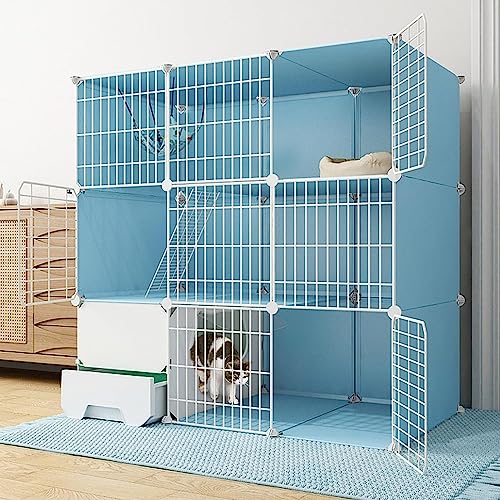 Kleintier-Laufgitter, Katzenkäfige für den Innenbereich – Innen-Katzenkäfige, Gehege für Katzen im Freien mit Katzentoilette, Abnehmbarer DIY-Katzenlaufstall (Größe: 111 x 49 x 109 cm-b) von TZUFA