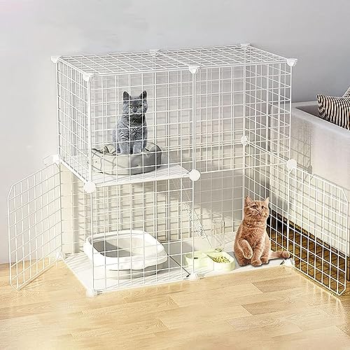 Laufstall für Kleintiere, Katzenlaufstall – Katzenkäfige für den Innenbereich, DIY-Laufstall für Haustiere, Metallgehege mit Tür für kleine Haustiere, Kaninchen, Igel, Katzen, Meerschweinche von TZUFA