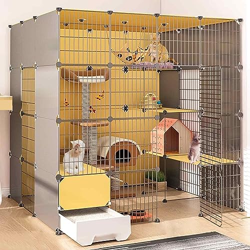 TZUFA Katzenkäfige für den Innenbereich, groß, mit Katzentoilette, abnehmbare Haustierkiste, Katzengehege für den Innenbereich, Kätzchenkäfig für den Innenbereich mit Dach, transparentes Design, s TZUFA Katzenkäfige für den Innenbereich, groß, mit Katzentoilette, abnehmbare Haustierkiste, Katzengehege für den Innenbereich, Kätzchenkäfig für den Innenbereich mit Dach, transparentes Design, s von TZUFA