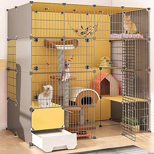 TZUFA Katzenkäfige für den Innenbereich, groß, mit Katzentoilette, abnehmbare Haustierkiste, Katzengehege für den Innenbereich, Kätzchenkäfig für den Innenbereich mit Dach, transparentes Design, s TZUFA Katzenkäfige für den Innenbereich, groß, mit Katzentoilette, abnehmbare Haustierkiste, Katzengehege für den Innenbereich, Kätzchenkäfig für den Innenbereich mit Dach, transparentes Design, s von TZUFA