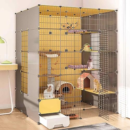 TZUFA Katzenkäfige für den Innenbereich, groß, mit Katzentoilette, abnehmbare Haustierkiste, Katzengehege für den Innenbereich, Kätzchenkäfig für den Innenbereich mit Dach, transparentes Design, s TZUFA Katzenkäfige für den Innenbereich, groß, mit Katzentoilette, abnehmbare Haustierkiste, Katzengehege für den Innenbereich, Kätzchenkäfig für den Innenbereich mit Dach, transparentes Design, s von TZUFA
