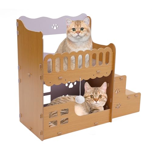 TaNeHaKi Katzen Kratzbrett Kratzpappe für Katzen Katzenhaus Indoor Pappe Katzen Kratzmöbel Pappe Katzenkratzbrett mit Katzenminze Kratzbretter Katze Katzennest Höhle von TaNeHaKi