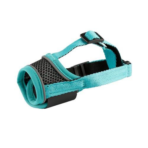 Tabanzhe Maulkorb für Hunde, mit verstellbarem Gurt, weicher Maulkorb für Hundetraining, atmungsaktives Netzgewebe, für kleine Hunde, um Beißen, Bellen und Kauen zu verhindern (Grün, S) von Tabanzhe