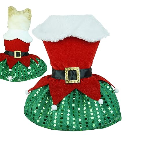 Tacery Hunde-Cosplay-Kostüm | Weiche Weihnachtsmann-Haustierkleidung für Weihnachten | Bequemes Haustier-Hunde-Weihnachtskleid, multifunktionales Hunde-Winterkleid aus Baumwolle für Weihnachtsfeier von Tacery