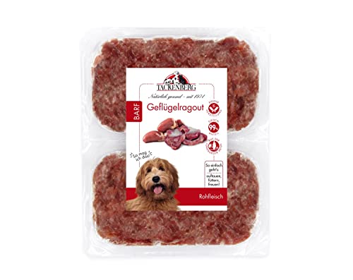 TACKENBERG Barf Geflügelragout für Hunde - 28 x 500 g - leckeres Frostfleisch als Hundefutter in Premiumqualität - geeignetes Gefrierfutter für Welpen & übergewichtige Hunde - ohne Zusatzstoffe von Tackenberg