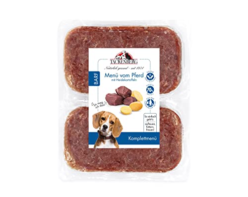TACKENBERG Barf Menü mit Pferdefleisch und Heidekartoffeln für Hunde - 14 x 500 g - leckeres Frostfleisch als Hundefutter in Premiumqualität - Gefrierfutter von Tackenberg