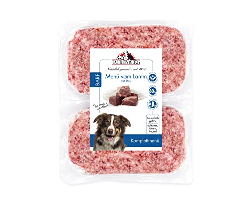 TACKENBERG Barf Menü mit Lammfleisch und Reis für Hunde - 28 x 500 g - leckeres Frostfleisch als Hundefutter in Premiumqualität - ohne Zuckerzusatz - Gefrierfutter von Tackenberg