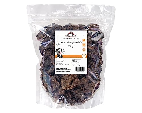 TACKENBERG Lungenwürfel vom Lamm für Hunde - 500 g - leckerer natürlicher Kausnack in Premiumqualität - schonend getrocknet - reines Naturprodukt zur Belohnung, als Snack oder Leckerli von Tackenberg