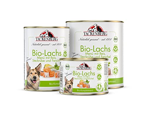 TACKENBERG Bio-Lachs mit Reis & Fenchel Nassfutter Dose für Hunde - Hundefutter in Premiumqualität - 6 x 400 g von Tackenberg