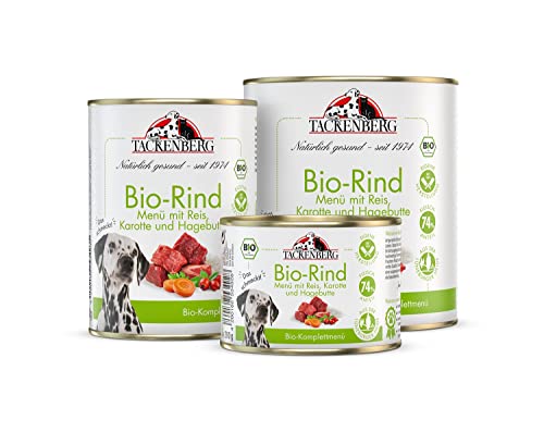 TACKENBERG Bio-Rind mit Karotte & Hagebutte Nassfutter Dose für Hunde - Hundefutter in Premiumqualität - natürlich getreidefrei - 24 x 200 g von Tackenberg