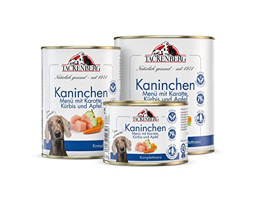 TACKENBERG Kaninchen mit Karotte, Kürbis & Apfel Nassfutter Dose für Hunde - Hundefutter in Premiumqualität - natürlich getreidefrei - 6 x 400 g von Tackenberg