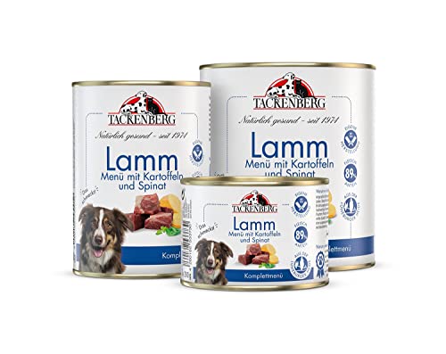 TACKENBERG Lamm mit Kartoffeln & Spinat Nassfutter Dose für Hunde - Hundefutter in Premiumqualität - natürlich getreidefrei - 6 x 200 g von Tackenberg
