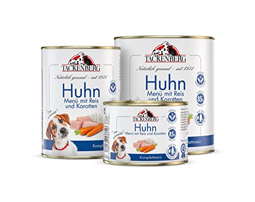 TACKENBERG Hühnchen mit Langkornreis & Karotten Nassfutter Dose für Hunde - Hundefutter in Premiumqualität - 24 x 800 g von Tackenberg