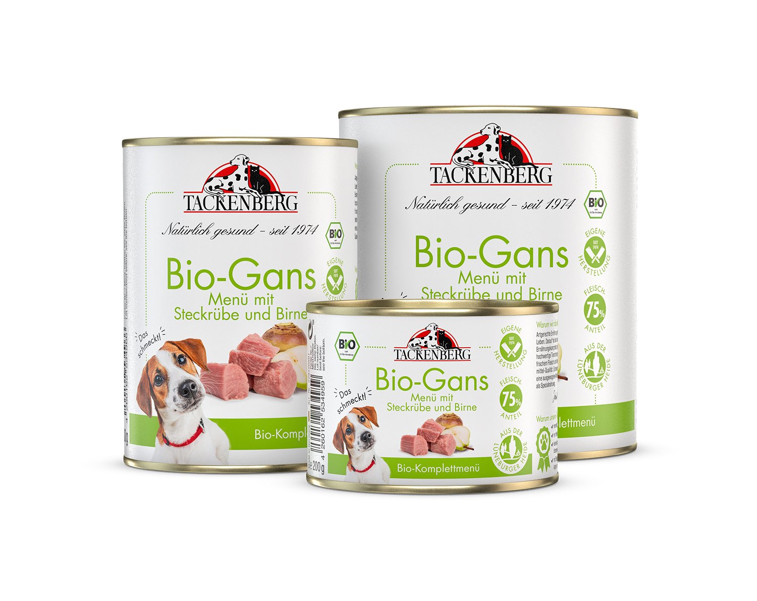 Bio Dosen Menü mit Gans & Birne für Hunde  - 6 x 200 g - Premiumqualität von Tackenberg von Tackenberg