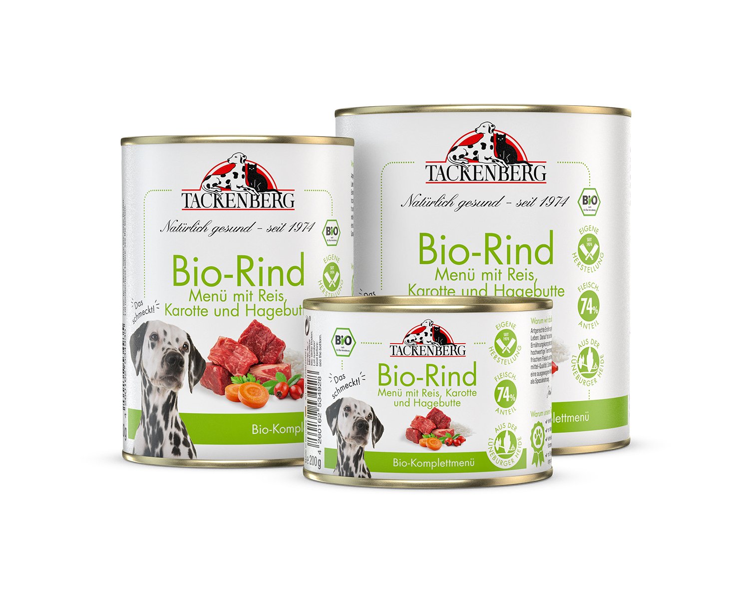 Bio Dosen Menü mit Rind & Karotte für Hunde  - 200 g - Premiumqualität von Tackenberg von Tackenberg