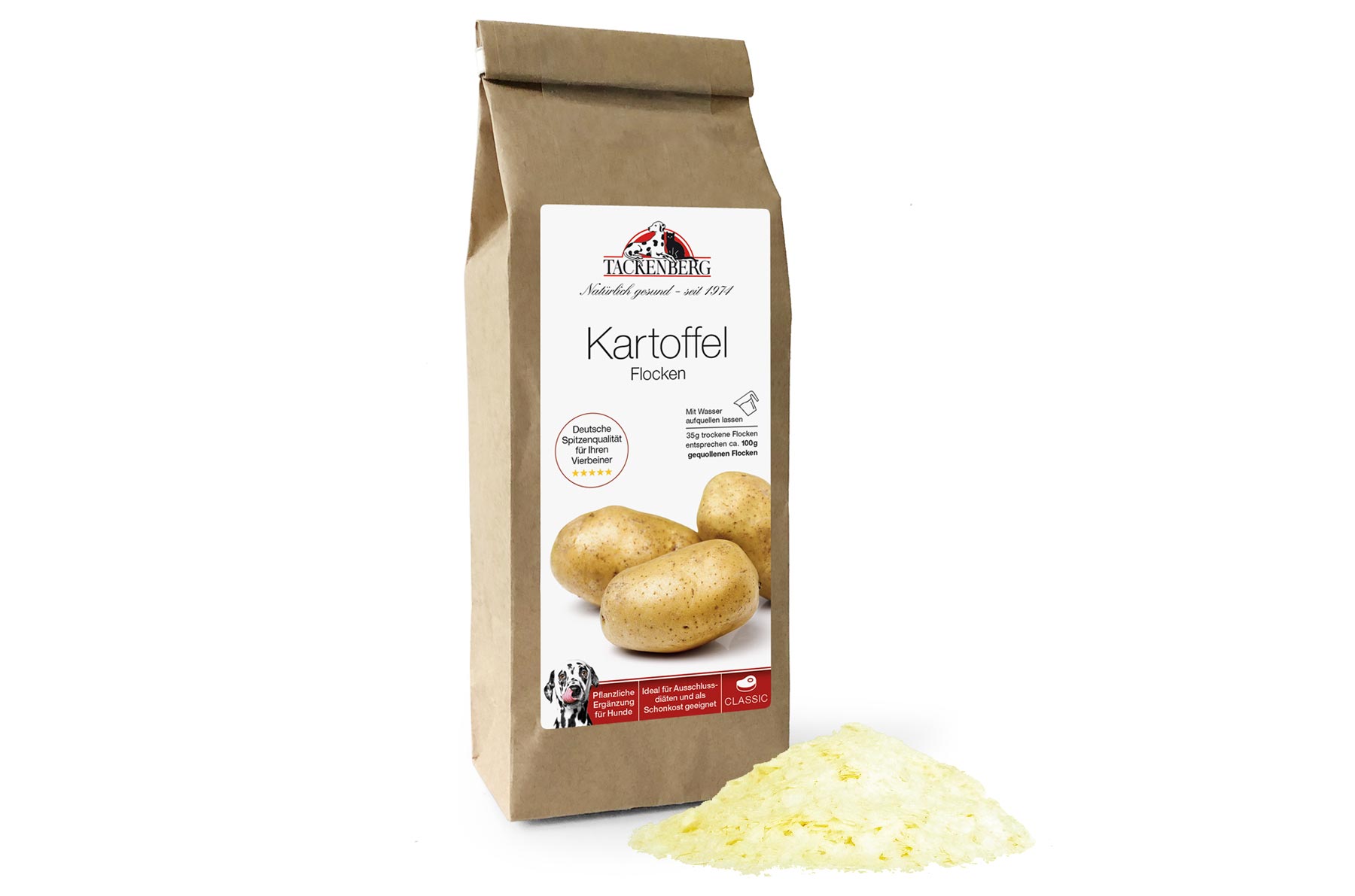 Kartoffel-Flocken - die nährstoffreiche BARF-Ergänzung für Hunde - 250 g - Premiumqualität von Tackenberg Kartoffel-Flocken - die nährstoffreiche BARF-Ergänzung für Hunde - 250 g - Premiumqualität von Tackenberg von Tackenberg