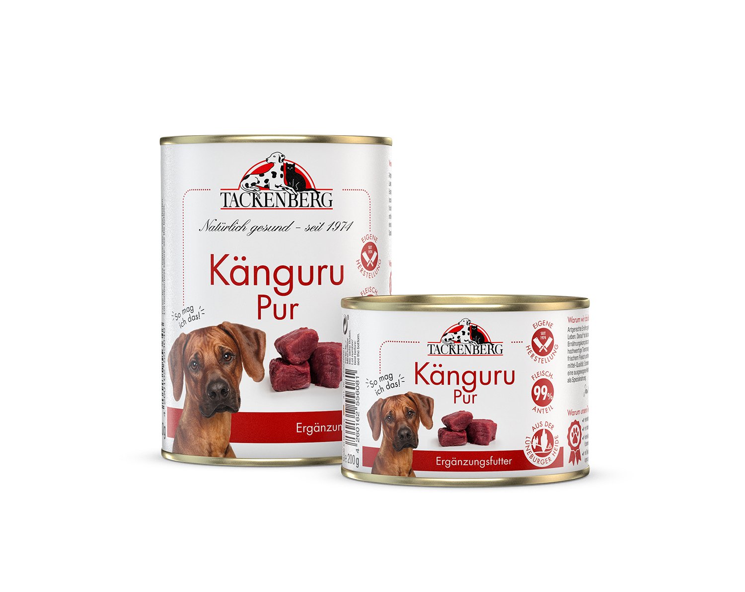 Nassfutter Dose Känguru Pur für Hunde und Katzen  - 24 x 400 g - Premiumqualität von Tackenberg von Tackenberg