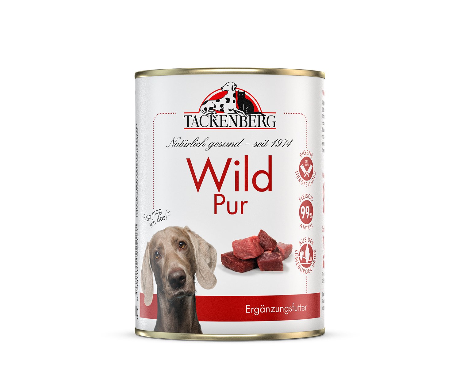Nassfutter Dose Wild pur für Hunde  - 6 x 400 g - Premiumqualität von Tackenberg von Tackenberg