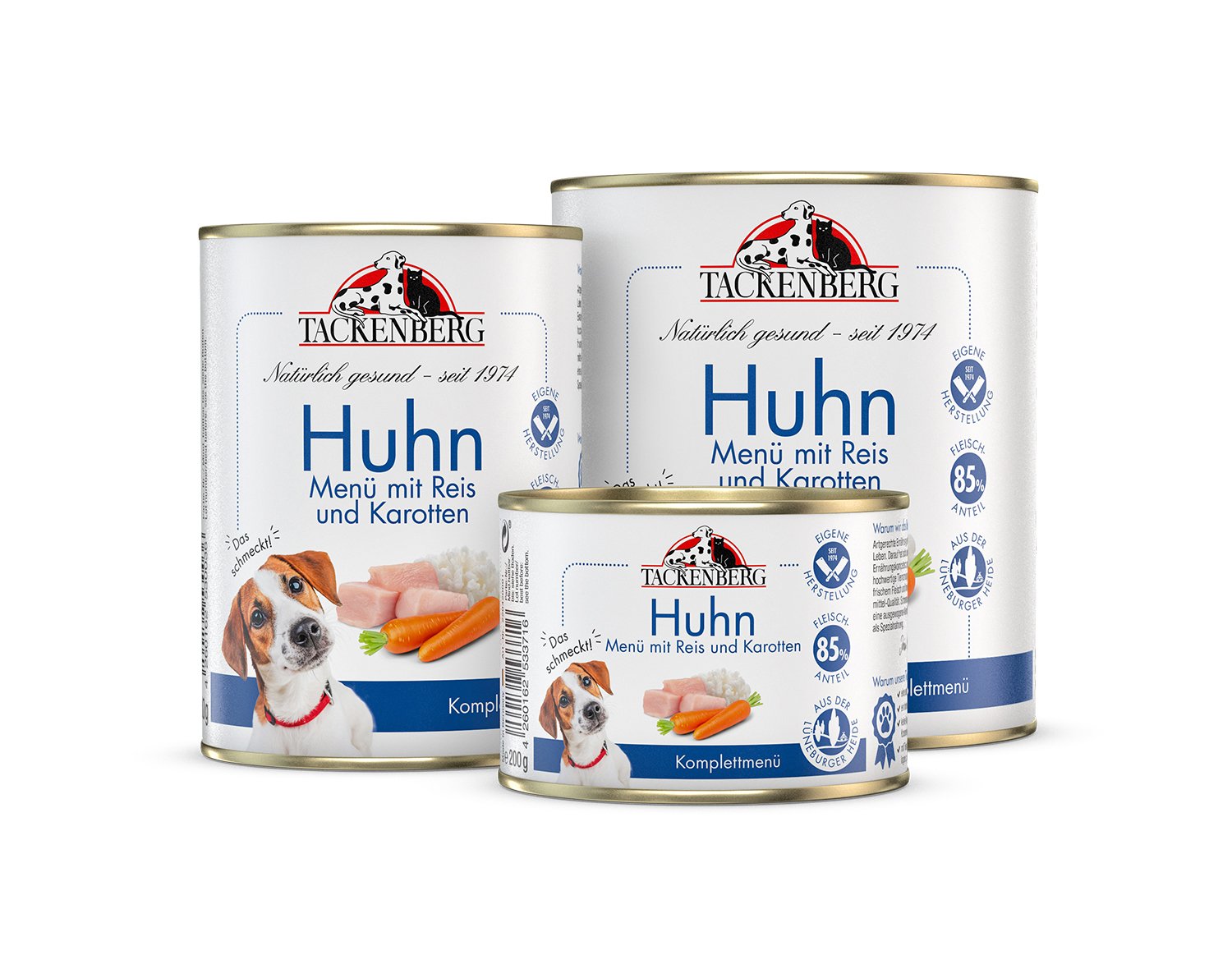 Nassfutter Menü Hähnchen & Langkornreis für Hunde  - 6 x 200 g - Premiumqualität von Tackenberg von Tackenberg