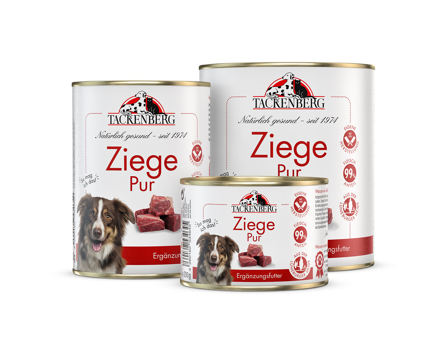 Nassfutter Ziege Pur für Hunde und Katzen  - 6 x 400 g - Premiumqualität von Tackenberg von Tackenberg