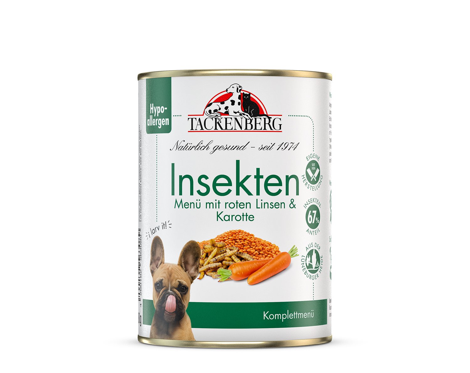 Nassfutter Insektenmenü mit Roten Linsen & Karotte für Hunde  - 6 x 400 g - Premiumqualität von Tackenberg von Tackenberg