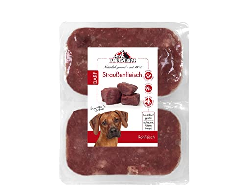 TACKENBERG Barf Straußenfleisch für Hunde - 14 x 500 g - leckeres Frostfleisch als Hundefutter in Premiumqualität - geeignetes Gefrierfutter für deinen Vierbeiner - ohne Zusatzstoffe von Tackenberg