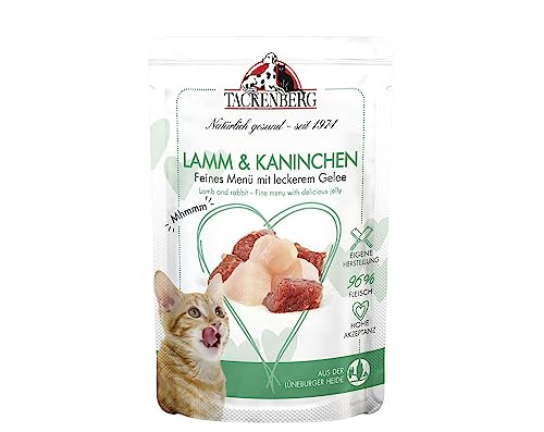 TACKENBERG Katzenfutter Lamm und Kaninchen, Nassfutter für Katzen - 12x85 g - Hochwertiges Katzennassfutter für eine ausgewogene Ernährung in Premiumqualität - ohne Zuckerzusatz von Tackenberg