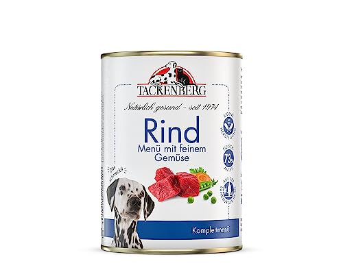 TACKENBERG Rind mit feinem Gemüse Nassfutter Dose für Hunde - Hundefutter in Premiumqualität - 12 x 400 g von Tackenberg