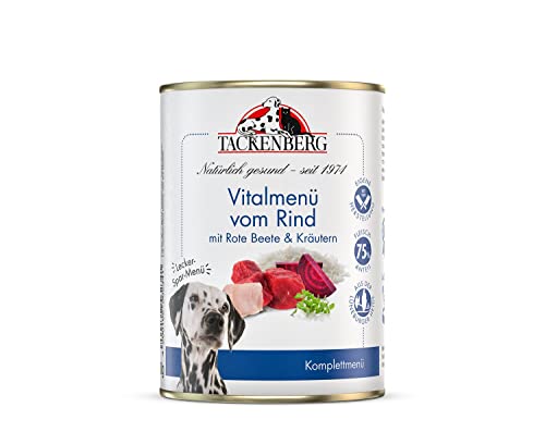 TACKENBERG Vitalmenü vom Rind mit Roter Beete & Kräutern Nassfutter Dose für Hunde - Hundefutter in Premiumqualität - natürlich getreidefrei - 12 x 400 g von Tackenberg