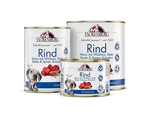 TACKENBERG Rind mit Wildreis, Roter Beete & feinen Kräutern Nassfutter Dose für Hunde - Hundefutter in Premiumqualität - natürlich getreidefrei - 24 x 800 g von Tackenberg