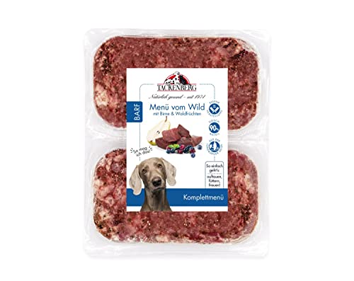 TACKENBERG Barf Menü mit Wildfleisch, Birne & Waldfrüchten für Hunde - 28 x 500 g - leckeres Frostfleisch als Hundefutter in Premiumqualität - Gefrierfutter von Tackenberg