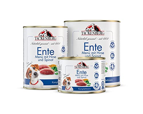 TACKENBERG Ente mit Hirse & Spinat Nassfutter Dose für Hunde - Hundefutter in Premiumqualität - 12 x 800 g von Tackenberg