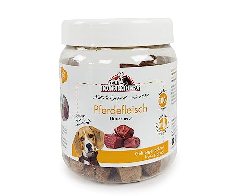 TACKENBERG Gefriergetrocknetes Pferdefleisch für Hunde - 80 g - natürlicher Kausnack in Premiumqualität - schonend getrocknet - reines Naturprodukt zur Belohnung, als Snack oder Leckerli von Tackenberg