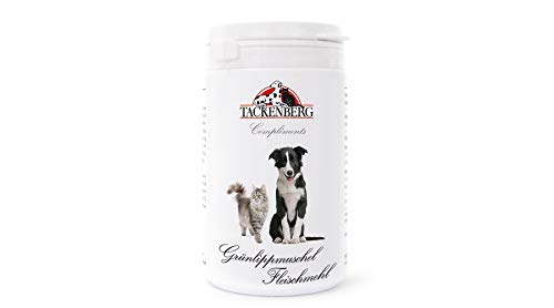 Tackenberg Grünlippmuschel Fleischmehl für Hunde - 150 g - natürliche Premium Qualität - zur Unterstützung der Gelenkfunktion - reich an wertvollen Vitaminen & Mineralstoffen - Barf Zusatz von Tackenberg