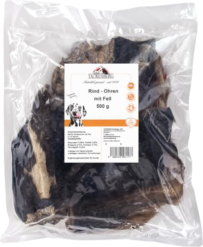 Tackenberg - Rinderohren mit Fell und Ohrmuschel getrocknet für Hunde - 250g - Premiumqualität von Tackenberg von Tackenberg