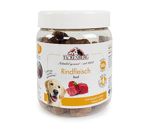 TACKENBERG Gefriergetrocknetes Rindfleisch für Hunde - 6 x 70 g - natürlicher Kausnack in Premiumqualität - schonend getrocknet - reines Naturprodukt zur Belohnung, als Snack oder Leckerli von Tackenberg