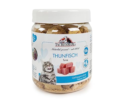 Tackenberg Gefriergetrockneter Thunfisch für Katzen - 6 x 70 g - natürlicher Kausnack in Premiumqualität - schonend getrocknet - reines Naturprodukt zur Belohnung, als Snack oder Leckerli von Tackenberg