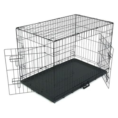TactFire Hundekäfig Faltbar klappbar mit 2 Türen,Hundehöhle Hundebox Auto mit Bodenschale ((L) 91 x 57 x 62.5 cm) von TactFire