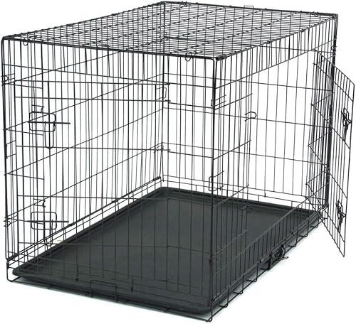 TactFire Hundekäfig Faltbar klappbar mit 2 Türen,Hundehöhle Hundebox Auto mit Bodenschale,(XL) 107 x 68 x 75 cm von TactFire